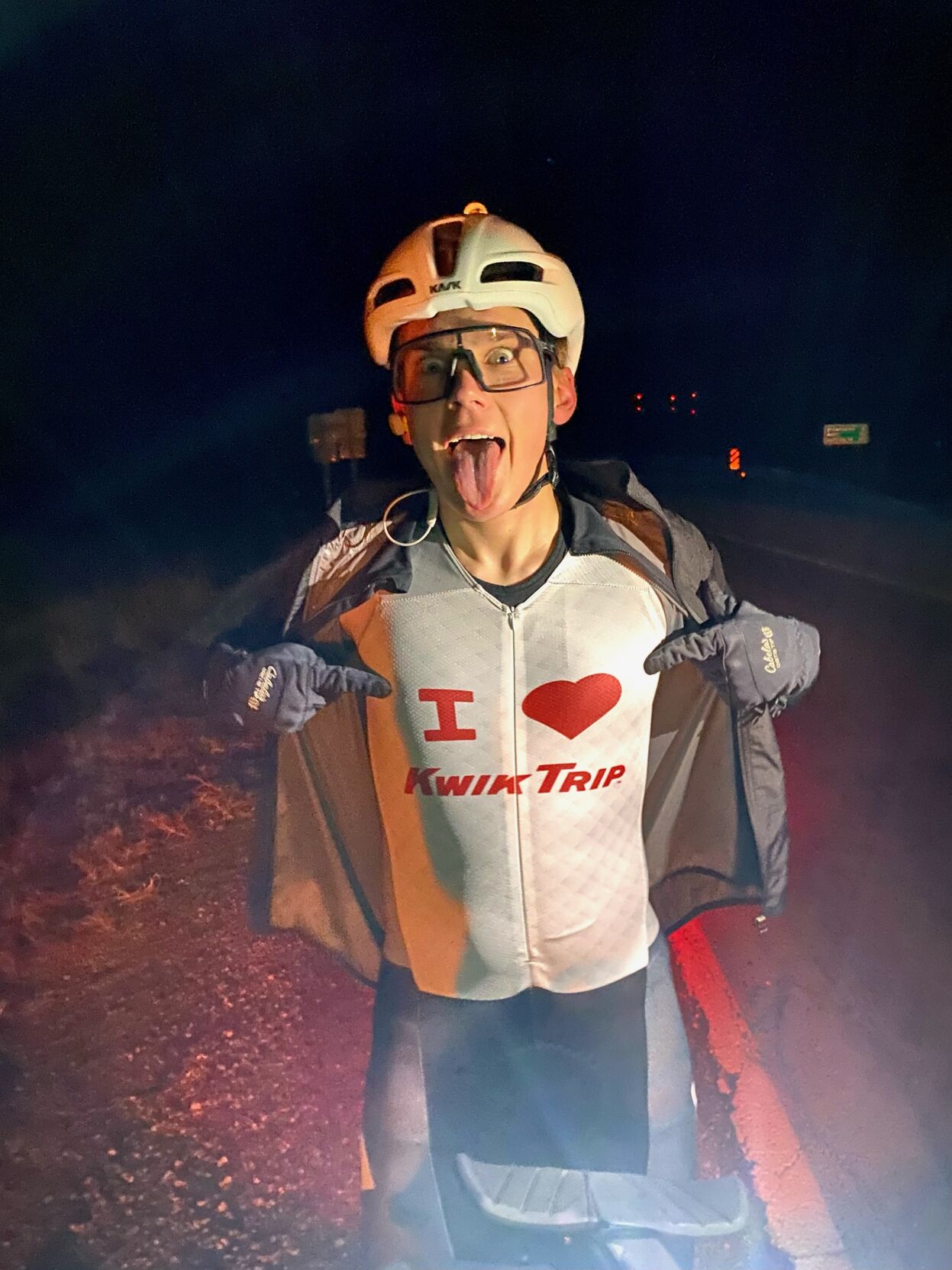 Chase Wark with 'I love Kwik Trip' top